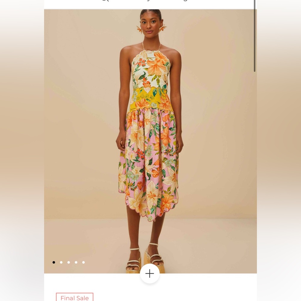 NWT FARM Rio Guaragarden Euroflax Linen Floral Midi Dress Summer